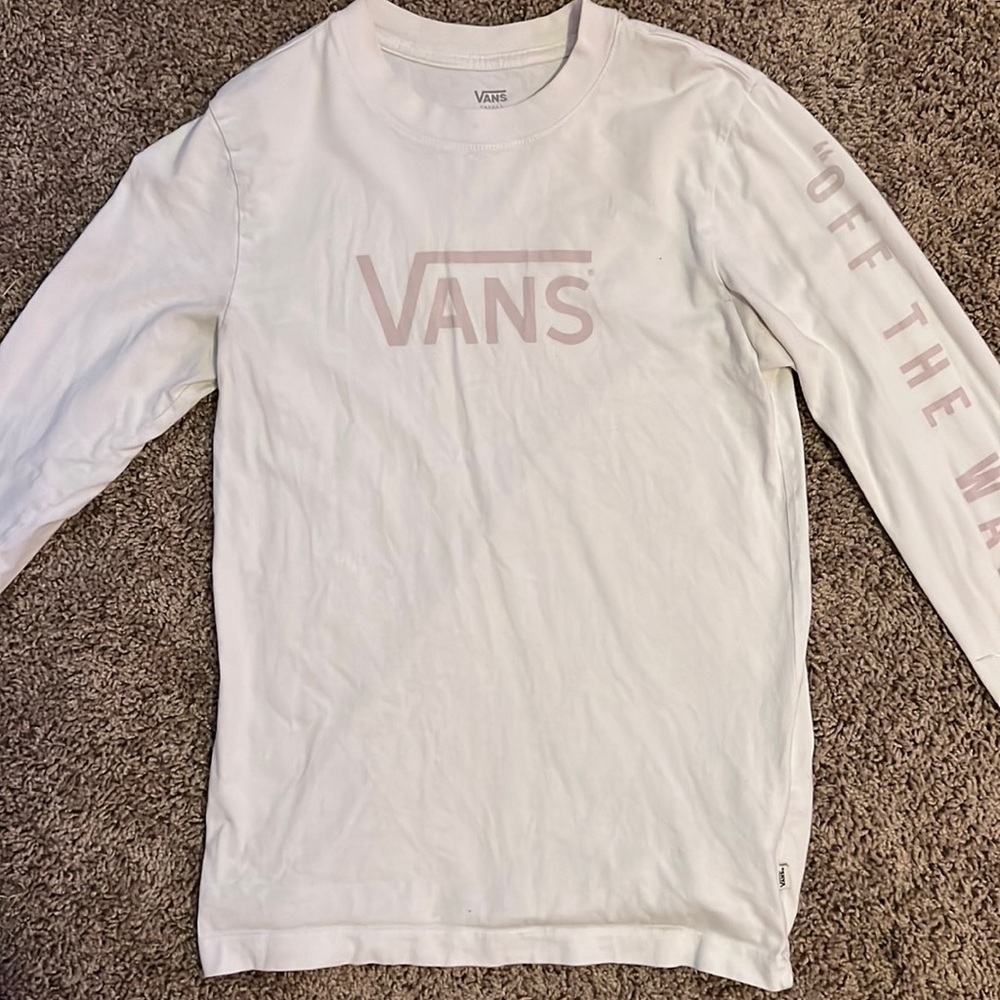 Vans Long-Sleeve: Size Small: White/Pink